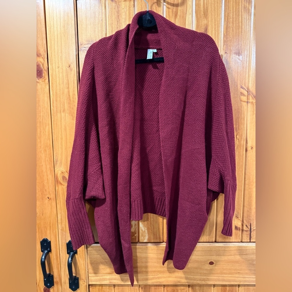 Burgundy waffle/thermal cardigan